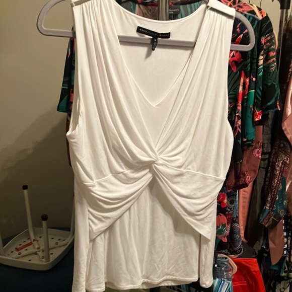White House Black Market Tops - 20) WHBM white Twist Front Tank Size M